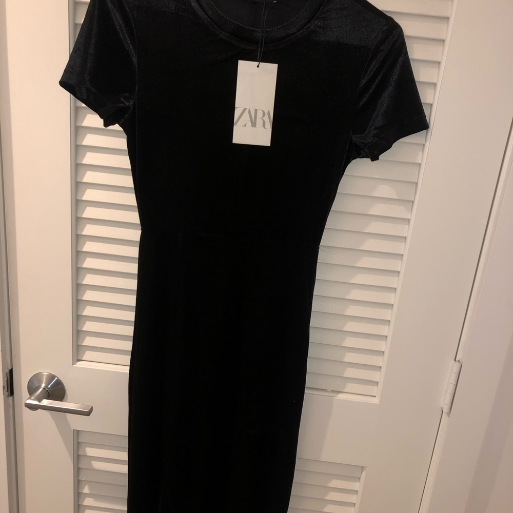 ZARA crushed velvet midi dress